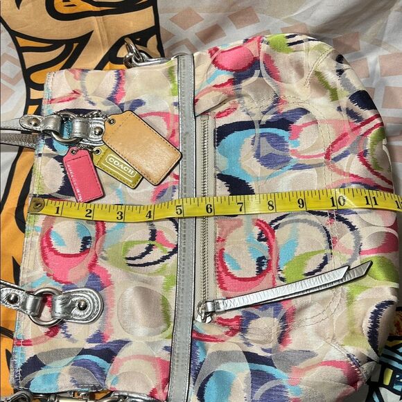 Coach Poppy Ikat Signature C Glam Multicolor Foldover Crossbody bag # 19873 - Picture 12 of 14